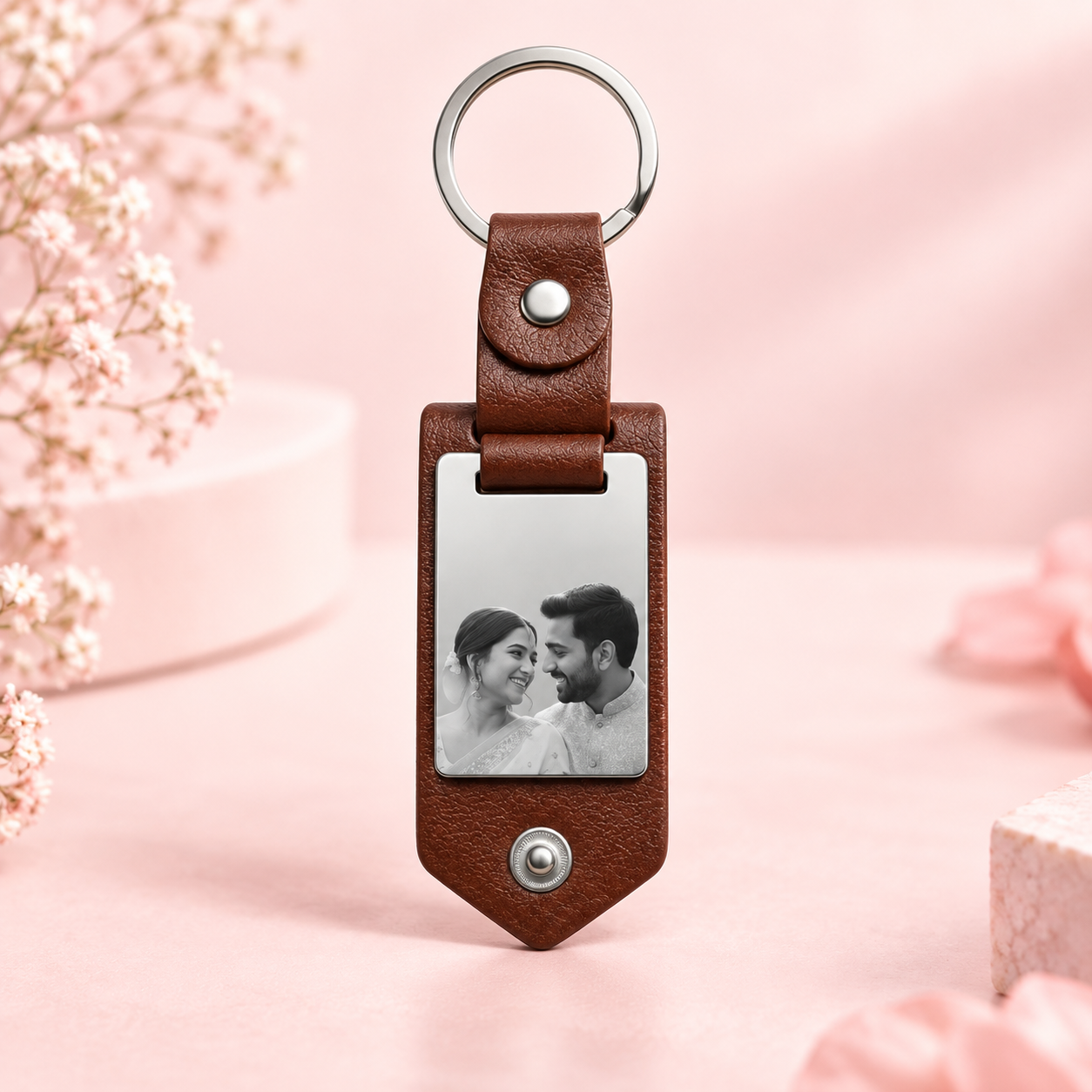 Personalised Leather Photo Keychain